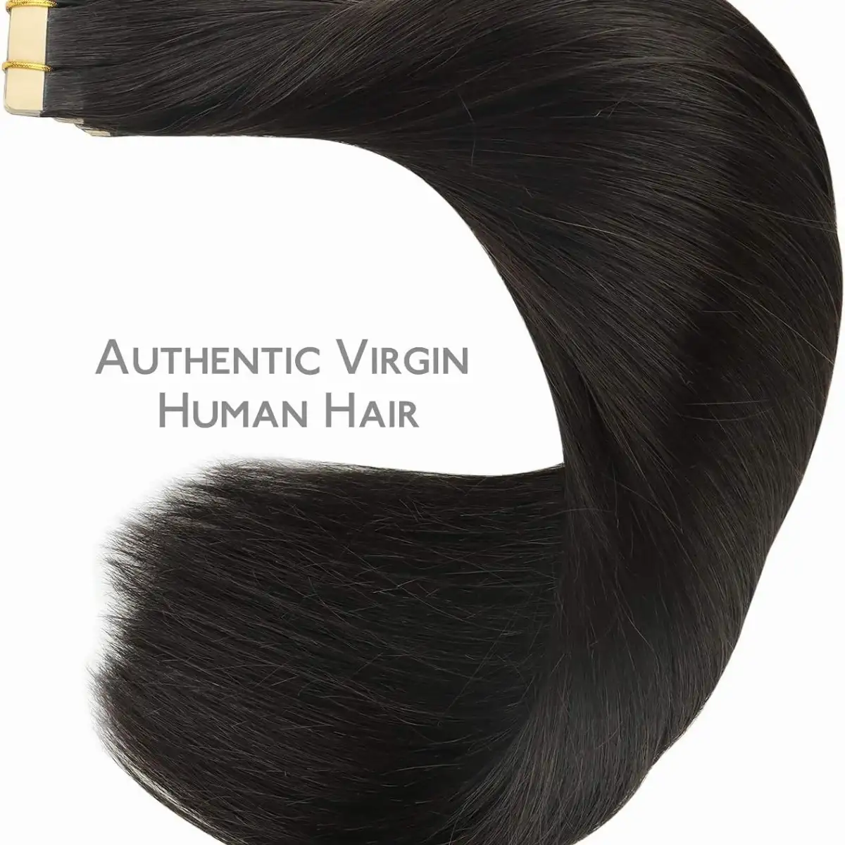 Extension Adhesive Cheveux Naturel, 5 pcs 50 cm 20g Noir Adhésif Colored Remy Tape in Hair